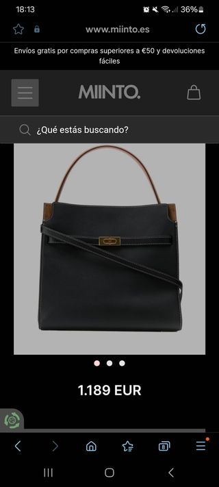 Bolso Tory Burch mujer cuero negro