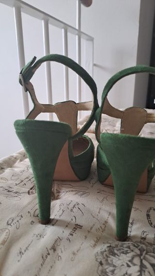 Tacones sandalia mujer verde PIEL  Furiezza 