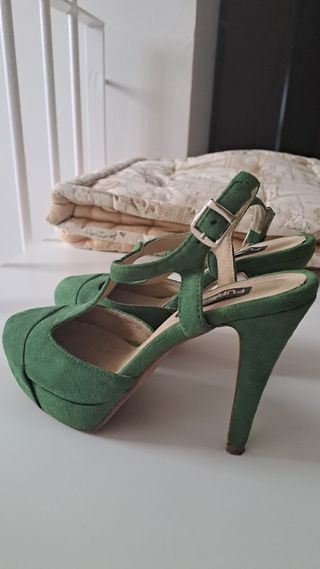 Tacones sandalia mujer verde PIEL  Furiezza 