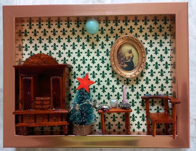 ESPOSITORE CON MOBILETTI IN MINIATURA- NATALE