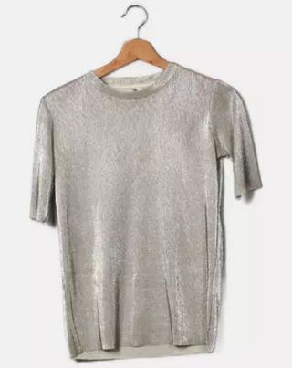 Camiseta Stradivarius Metalizada
