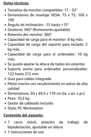 Soporte TV + pc. Unidades disponibles