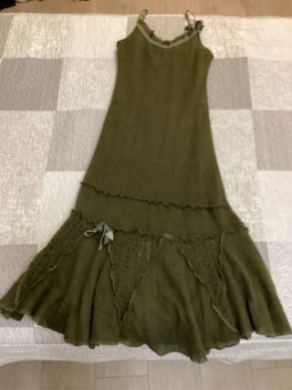 Vestido verde tirante de punto