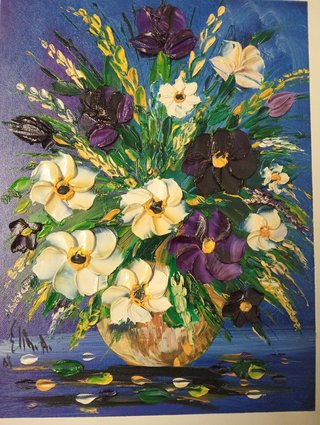 Cuadro bodegón floral, óleo