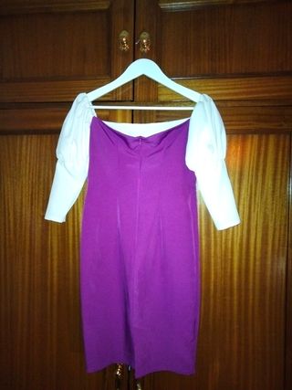 Vestido cóctel color blanco buganvilla