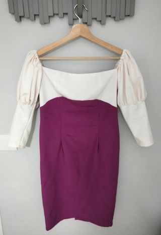 Vestido cóctel color buganvilla blanco