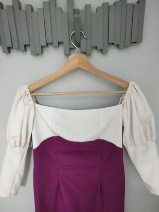 Vestido cóctel color buganvilla blanco