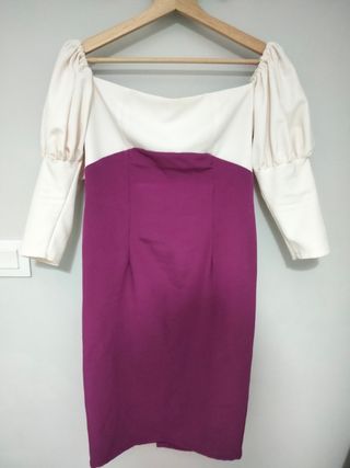 Vestido cóctel color buganvilla blanco