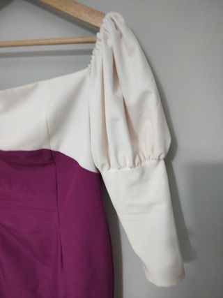 Vestido cóctel color buganvilla blanco