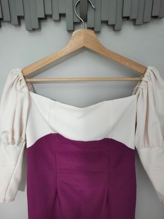 Vestido cóctel color buganvilla blanco