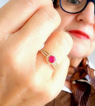 Anillo Oro 18 Ct Macizo Piedra Roja