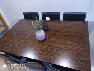 Mesa comedor ébano y acero inox Regalo 6 sillas