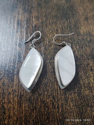 Pendientes plata y nácar