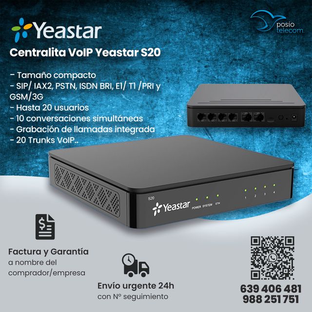 Yeastar S20 / Centralita VoIP compacta 