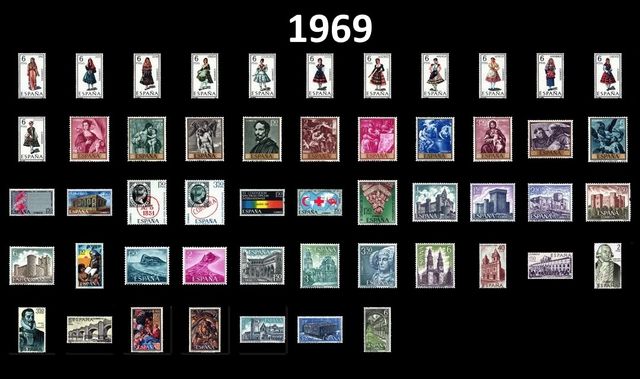 FRANCOBOLLI DELLA SPAGNA 1969* MHN. COMPLETO. FRANCOBOLLI NUOVI.