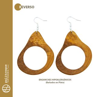 Pendientes de madera de olivo, artesanales, Pyrus