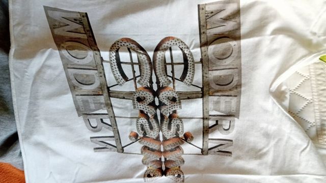 Graphic t-shirt maniche lunghe bianca con stampa