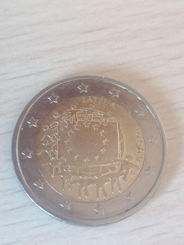 Moneda 2€ Letonia 2015 Aniv. Bandera