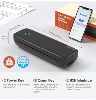 Bisofice Impresora Térmica Portátil A4,