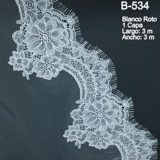 Velo Novia Largo Encaje Chantilly 3 metr