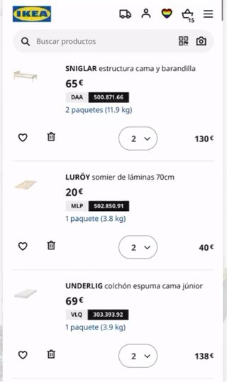 2x Camas niñas ikea + 2xsomier +2x colchon espuma