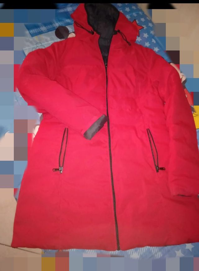 Piumino reversibile donna nero e rosso