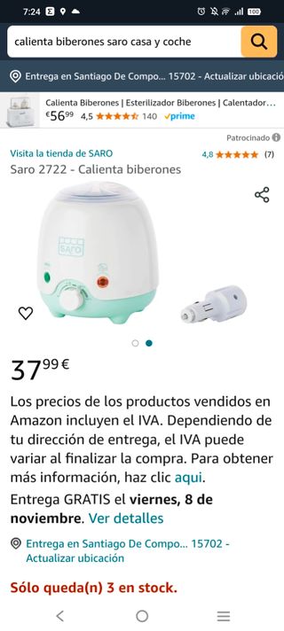 Calienta biberones para casa y coche