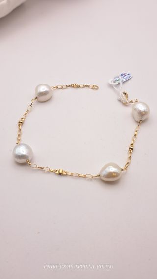 Pulsera de Oro 18K con Perlas Barrocas y Diamantes