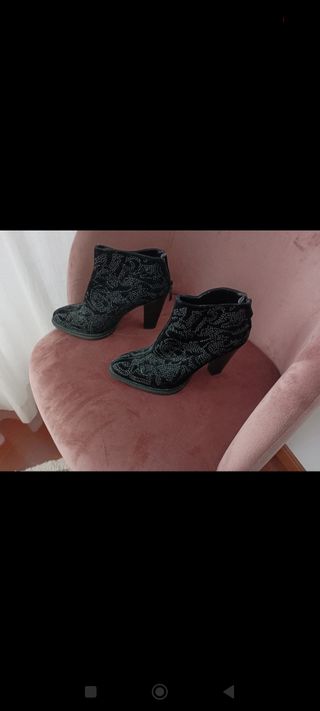 Botines de strass en ante