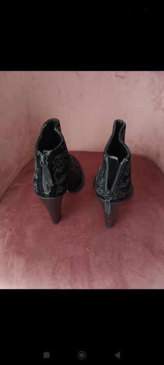 Botines de strass en ante