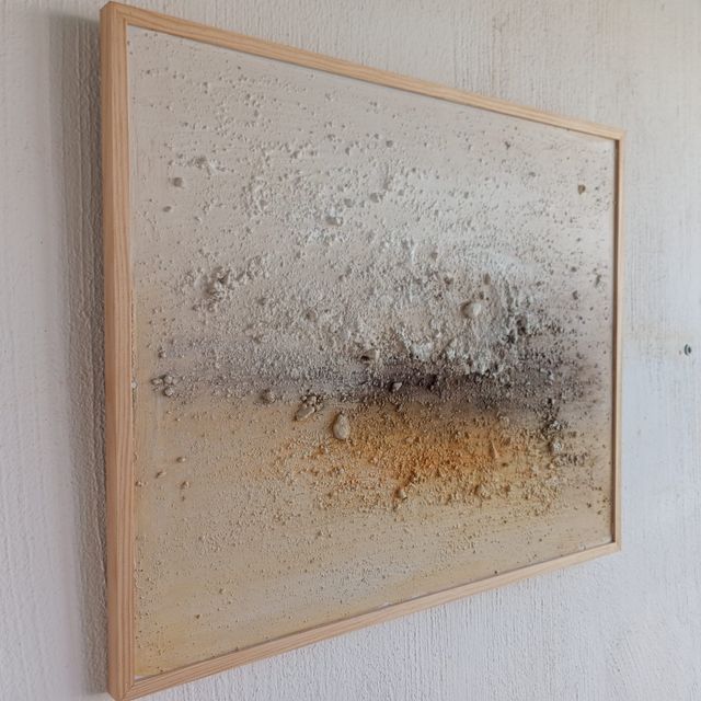 Cuadro texturas tonos blancos y ocre