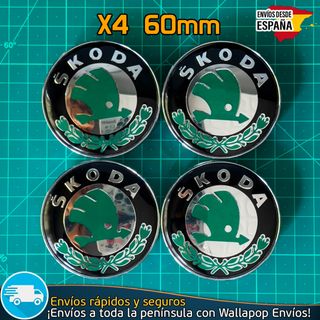 X4 Tapacubos Skoda 60mm Tapabujes Emblemas Llantas