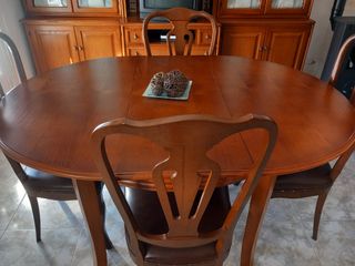 Mesa extensible + 4 sillas de roble