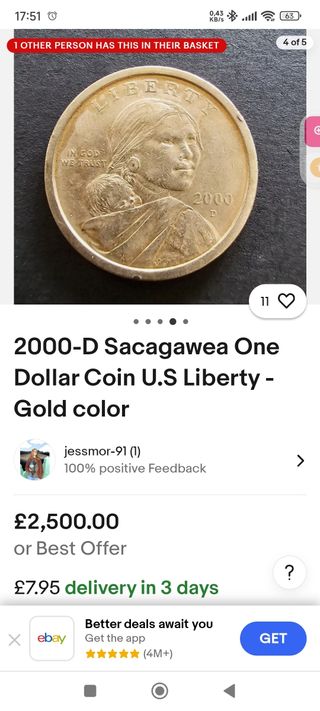 MONEDA 1 Dólar Americano año 2000