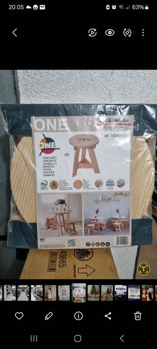 TABURETE MADERA MACIZA