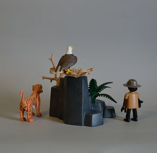 Playmobil Cuidador Reserva Con Tigre Y Aguila