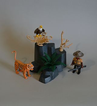 Playmobil Cuidador Reserva Con Tigre Y Aguila