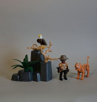Playmobil Cuidador Reserva Con Tigre Y Aguila