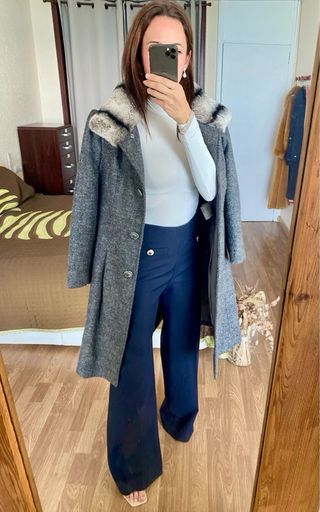 Manuela Conti abrigo gris lana virgen y alpaca t.S