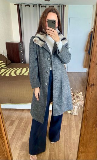 Manuela Conti abrigo gris lana virgen y alpaca t.S