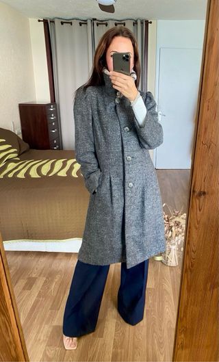 Manuela Conti abrigo gris lana virgen y alpaca t.S