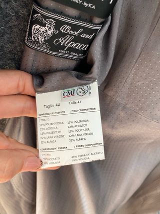 Manuela Conti abrigo gris lana virgen y alpaca t.S