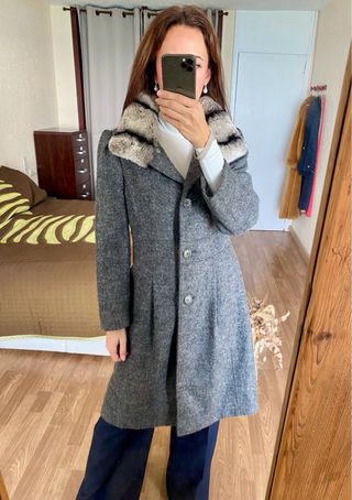 Manuela Conti abrigo gris lana virgen y alpaca t.S