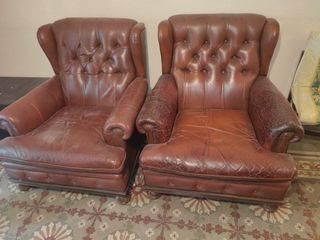 Pareja de sofás de piel