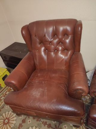 Pareja de sofás de piel