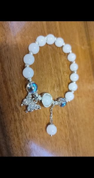 Bracciale elastico Quarzo Bianco strass