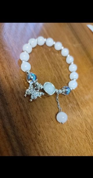 Bracciale elastico Quarzo Bianco strass