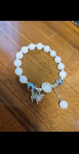 Bracciale elastico Quarzo Bianco strass