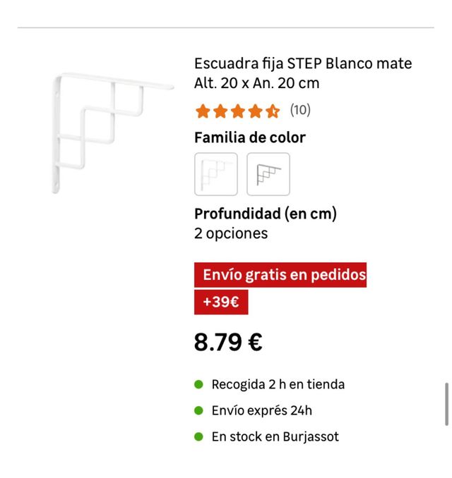 Estantería blanca con tres escuadras de Leroy