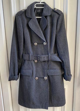 Abrigo Paño Gris Estilo Militar
